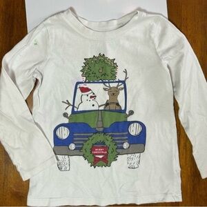 Christmas Jeep Long Sleeve Tee | Snowman & Reindeer Graphic Shirt | Boys 4T